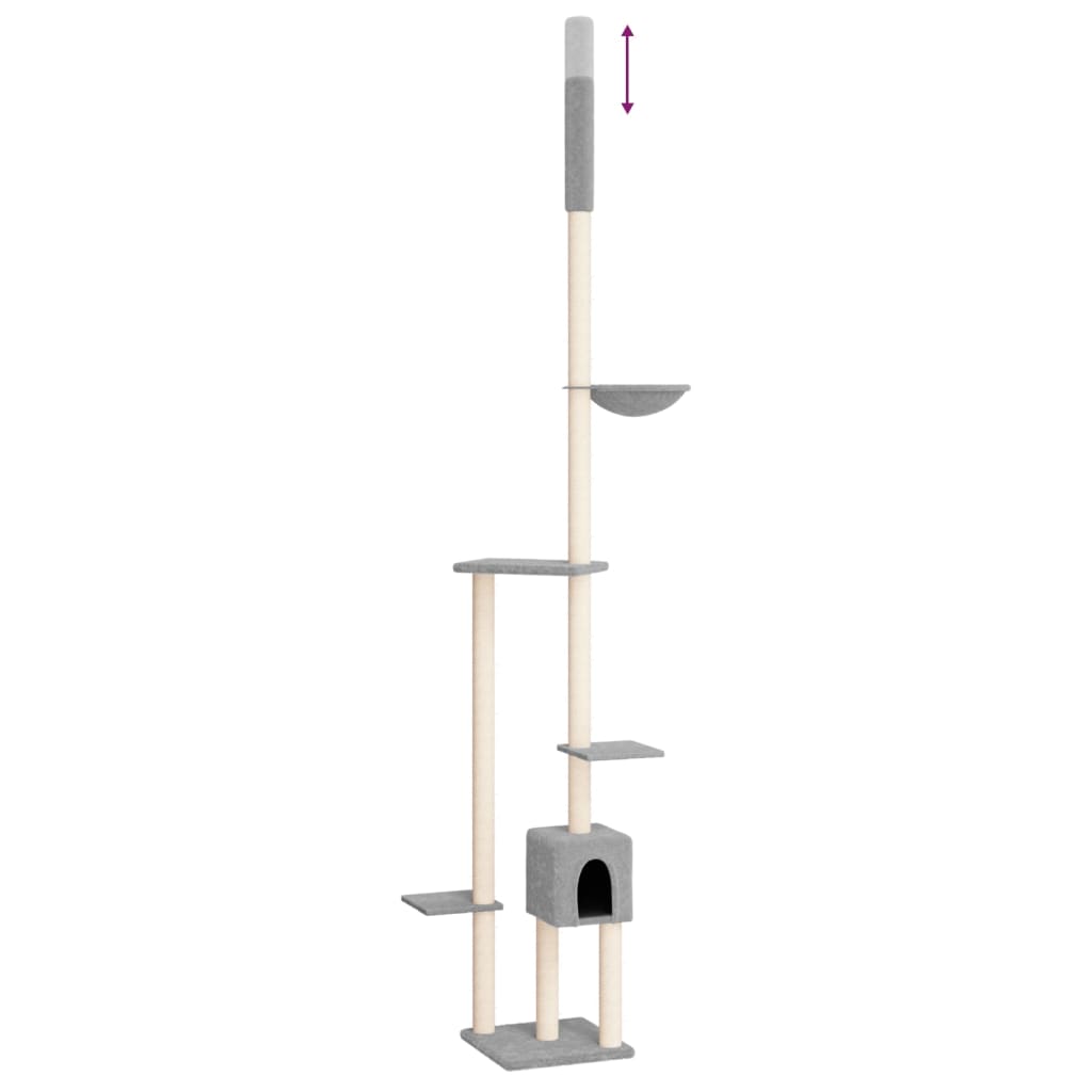vidaXL Kratzbaum Deckenhoch Hellgrau 258,5-284,5 cm