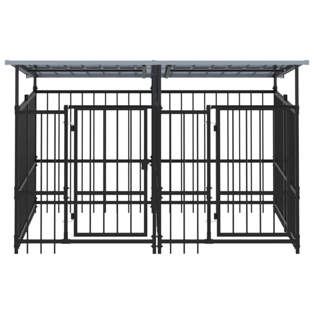 vidaXL Outdoor-Hundezwinger mit Dach Stahl 3,75 m²