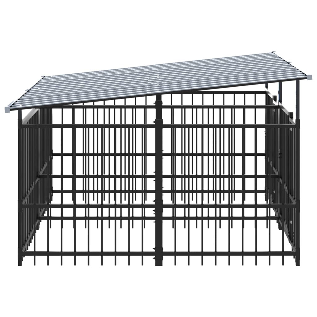vidaXL Outdoor-Hundezwinger mit Dach Stahl 3,75 m²