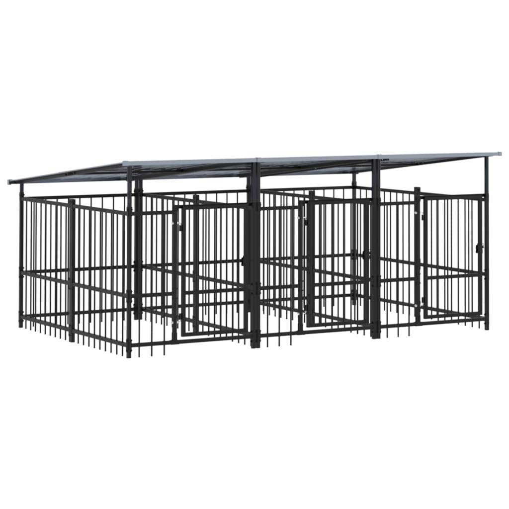 vidaXL Outdoor-Hundezwinger mit Dach Stahl 5,63 m²