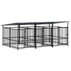 vidaXL Outdoor-Hundezwinger mit Dach Stahl 5,63 m²