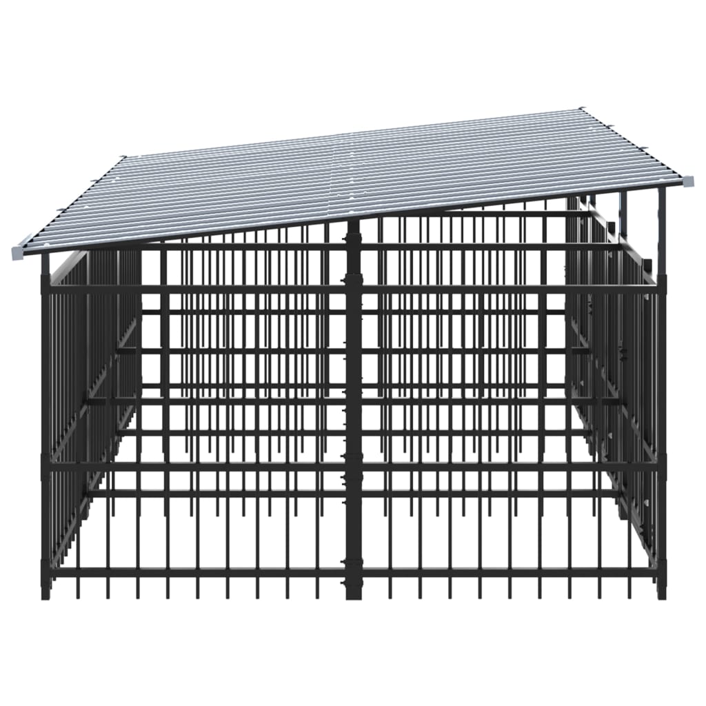 vidaXL Outdoor-Hundezwinger mit Dach Stahl 5,63 m²