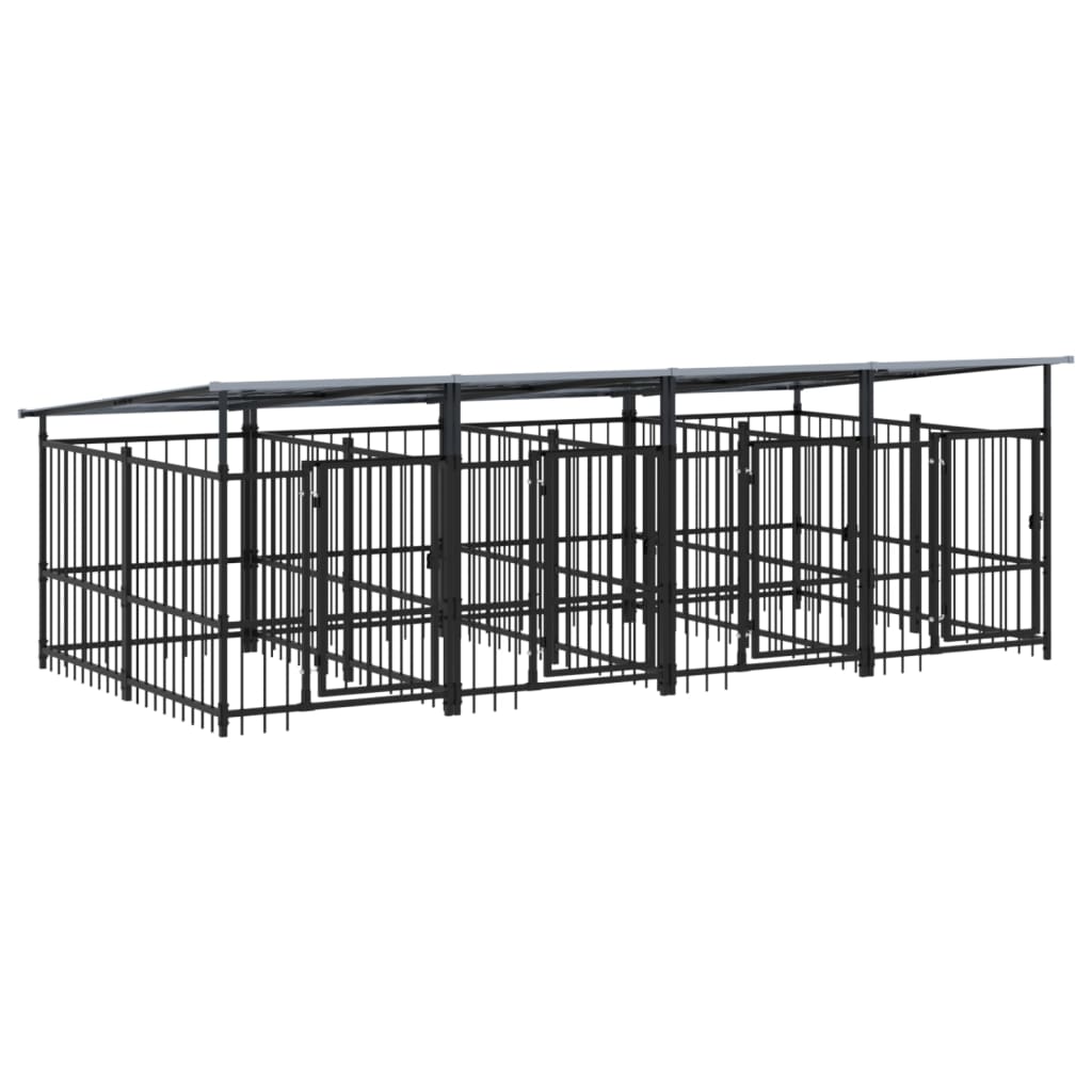vidaXL Outdoor-Hundezwinger mit Dach Stahl 7,51 m²