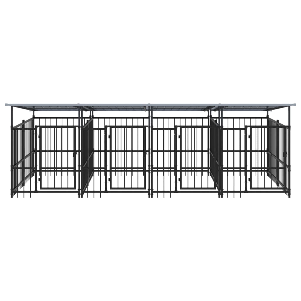 vidaXL Outdoor-Hundezwinger mit Dach Stahl 7,51 m²