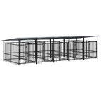 vidaXL Outdoor-Hundezwinger mit Dach Stahl 9,38 m²
