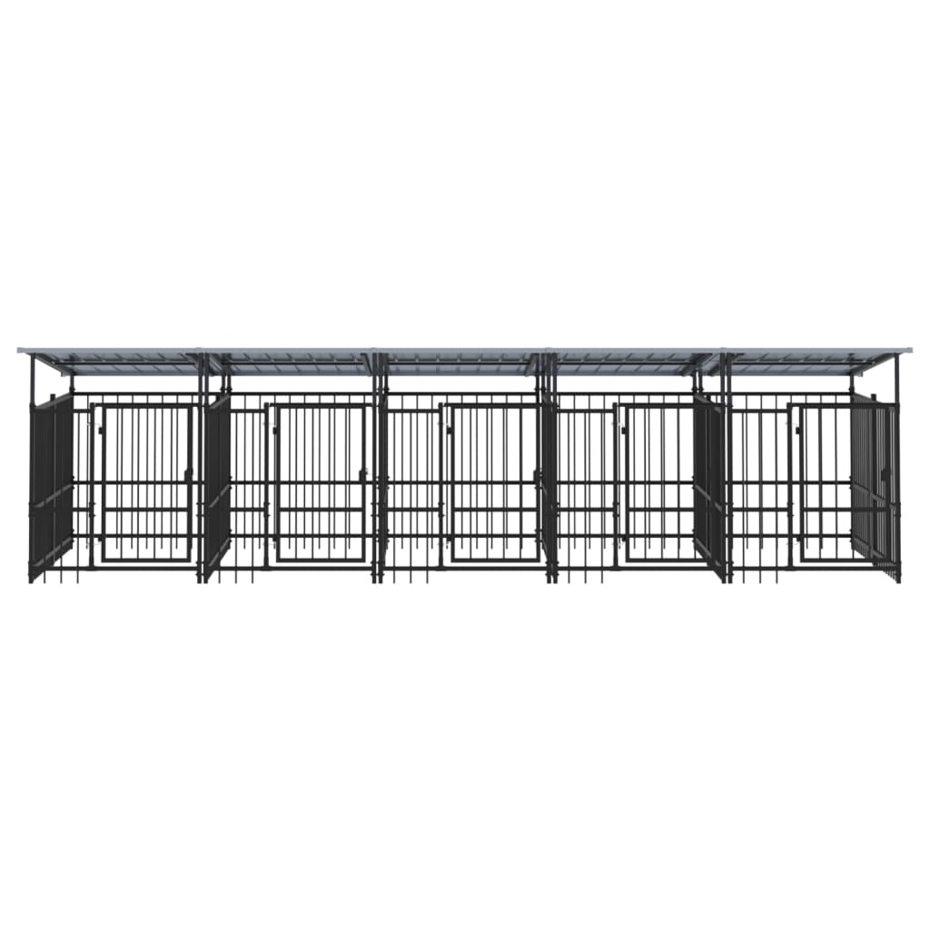 vidaXL Outdoor-Hundezwinger mit Dach Stahl 9,38 m²