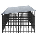 vidaXL Outdoor-Hundezwinger mit Dach Stahl 9,38 m²