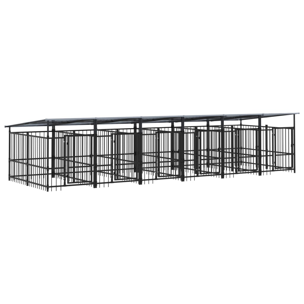 vidaXL Outdoor-Hundezwinger mit Dach Stahl 11,26 m²