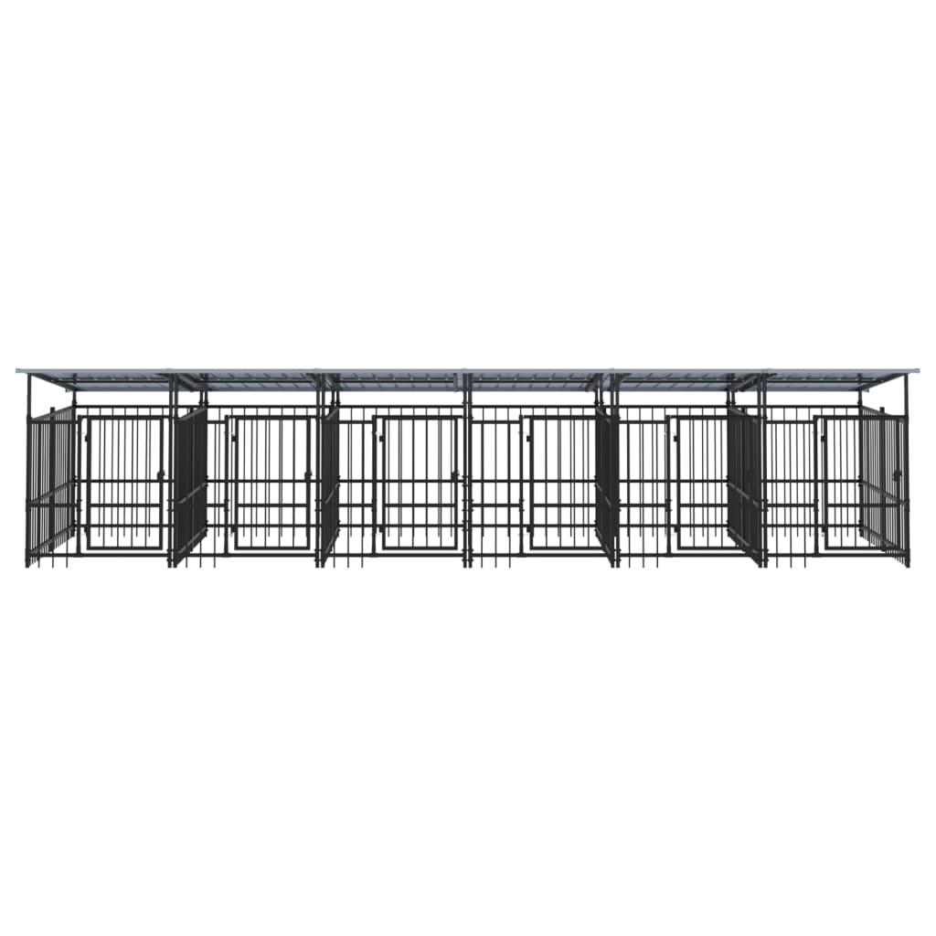 vidaXL Outdoor-Hundezwinger mit Dach Stahl 11,26 m²