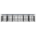vidaXL Outdoor-Hundezwinger mit Dach Stahl 11,26 m²