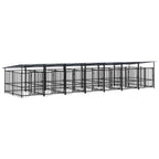 vidaXL Outdoor-Hundezwinger mit Dach Stahl 13,14 m²