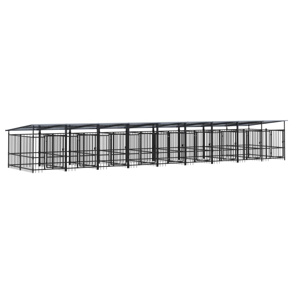 vidaXL Outdoor-Hundezwinger mit Dach Stahl 16,89 m²