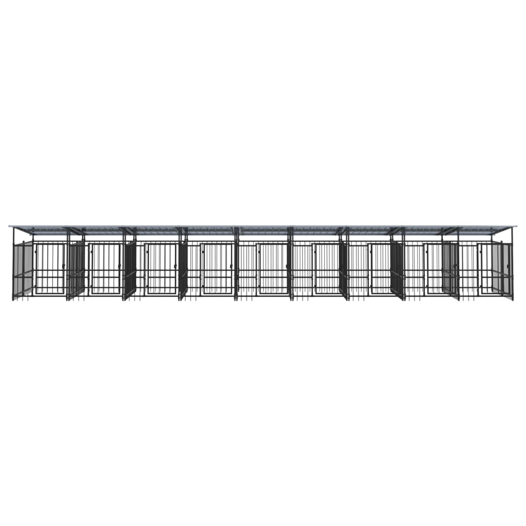 vidaXL Outdoor-Hundezwinger mit Dach Stahl 16,89 m²