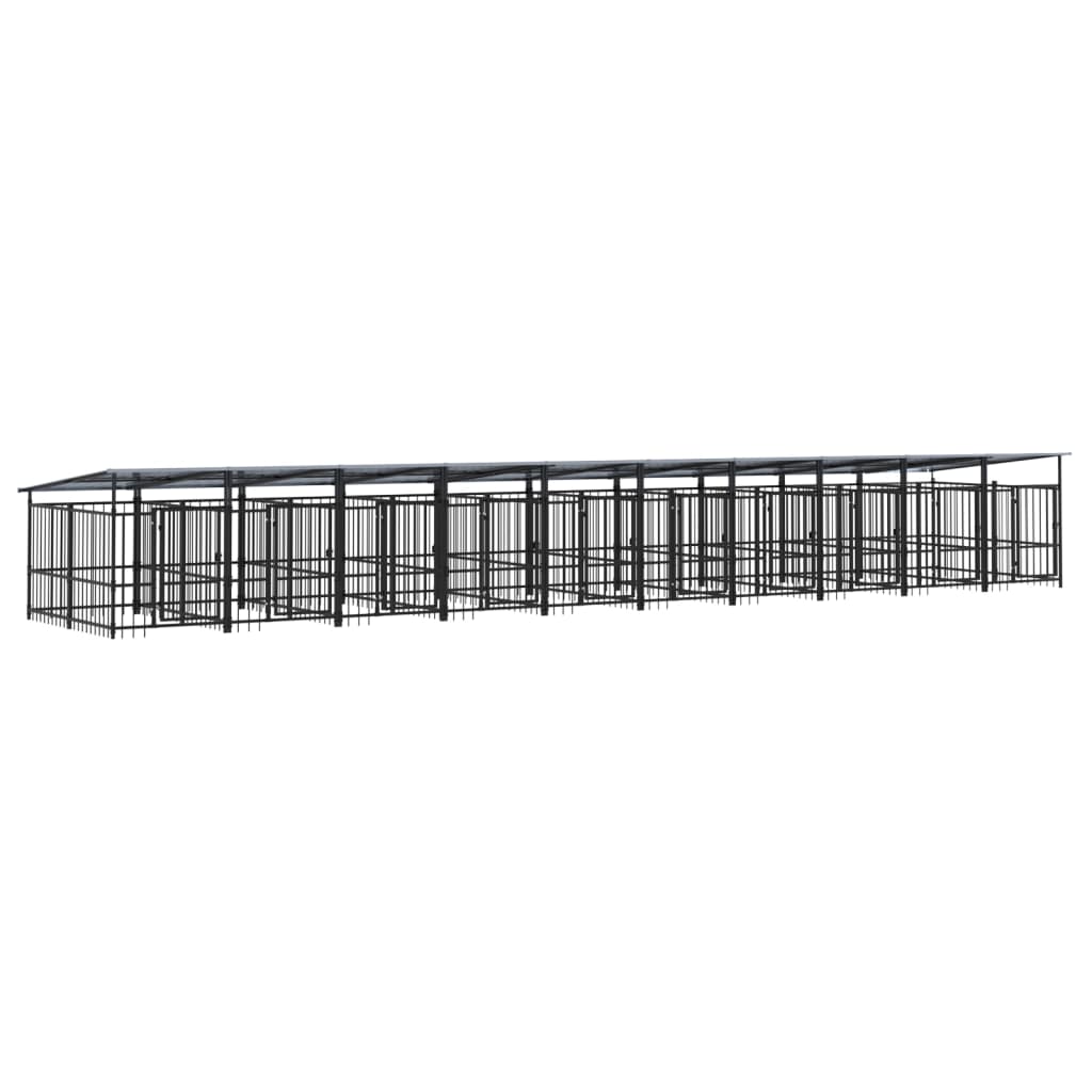 vidaXL Outdoor-Hundezwinger mit Dach Stahl 18,77 m²