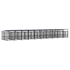 vidaXL Outdoor-Hundezwinger mit Dach Stahl 18,77 m²