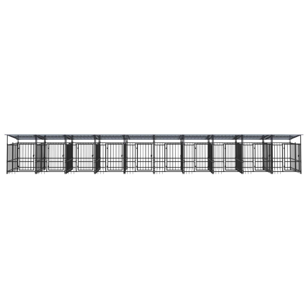 vidaXL Outdoor-Hundezwinger mit Dach Stahl 18,77 m²
