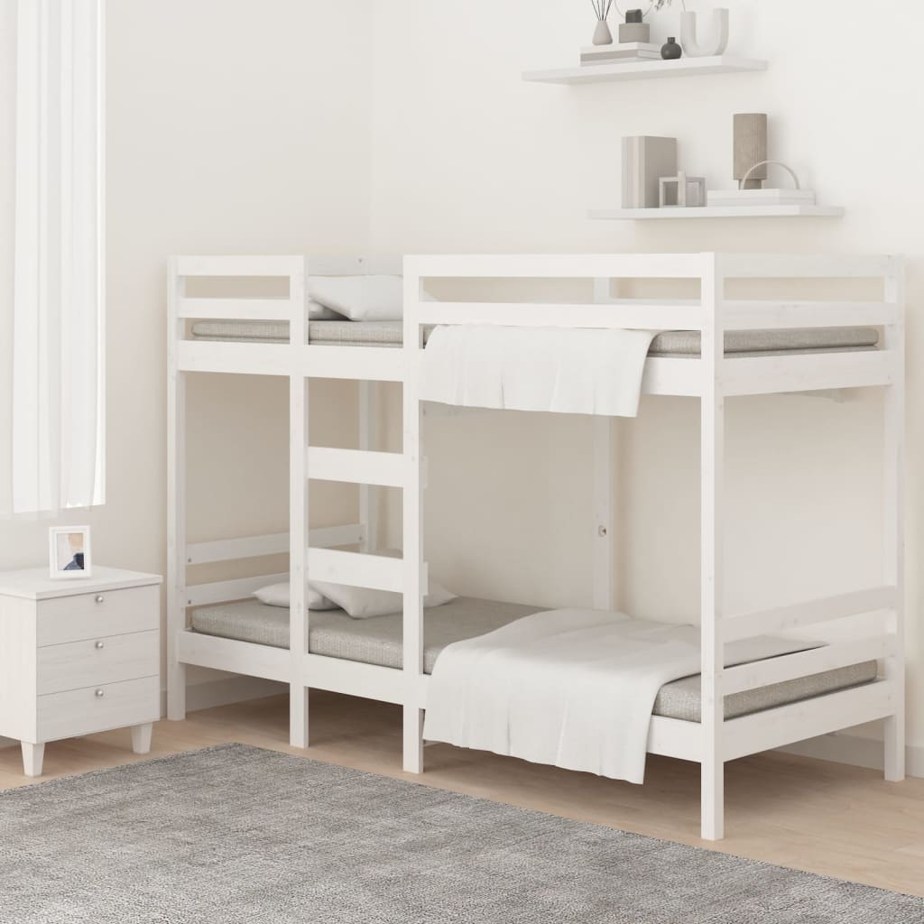 vidaXL Etagenbett Weiß 90x200 cm Massivholz Kiefer