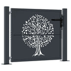vidaXL Gartentor Anthrazit 100x75 cm Stahl Baum-Design