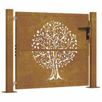vidaXL Gartentor 100x75 cm Cortenstahl Baumdesign