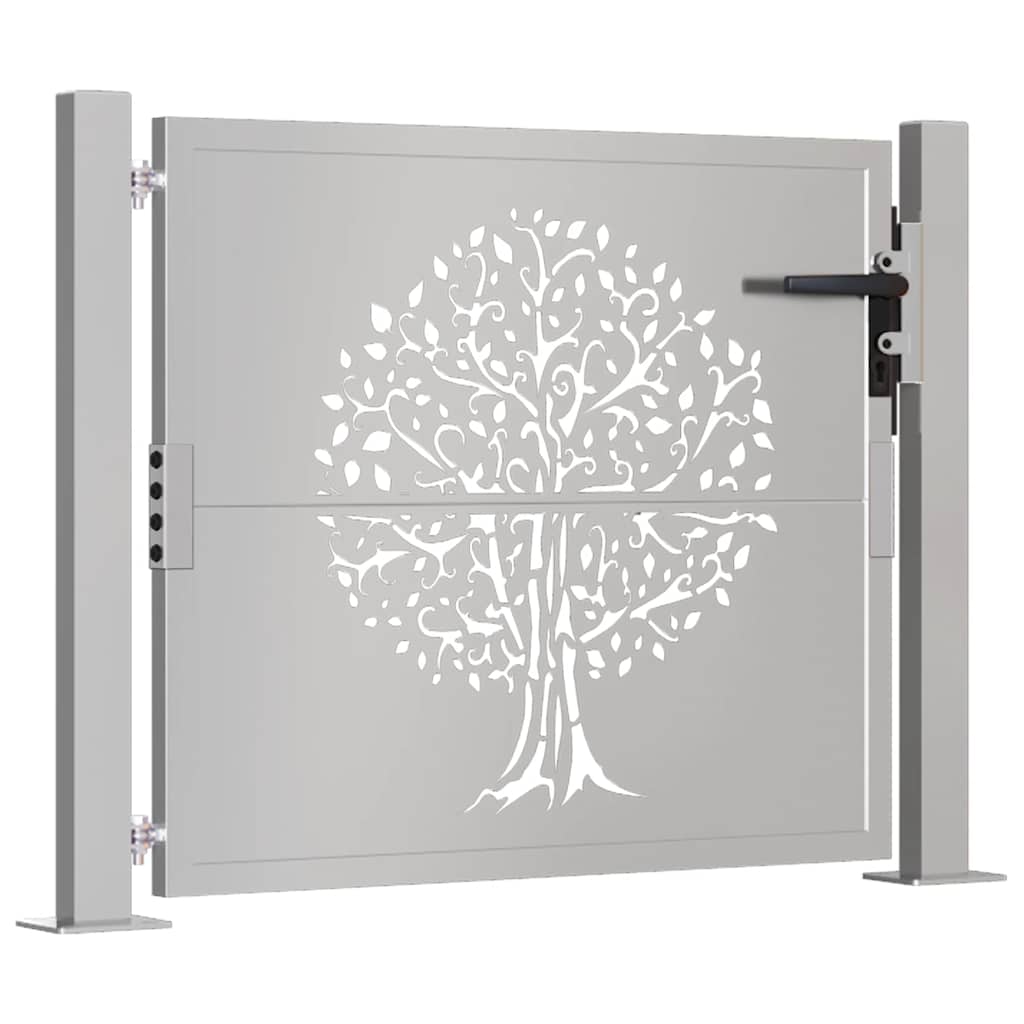 vidaXL Gartentor 100x75 cm Cortenstahl Baumdesign