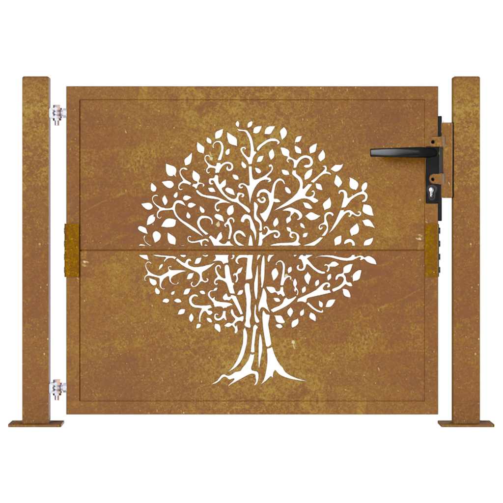 vidaXL Gartentor 100x75 cm Cortenstahl Baumdesign