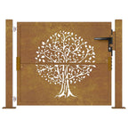 vidaXL Gartentor 100x75 cm Cortenstahl Baumdesign