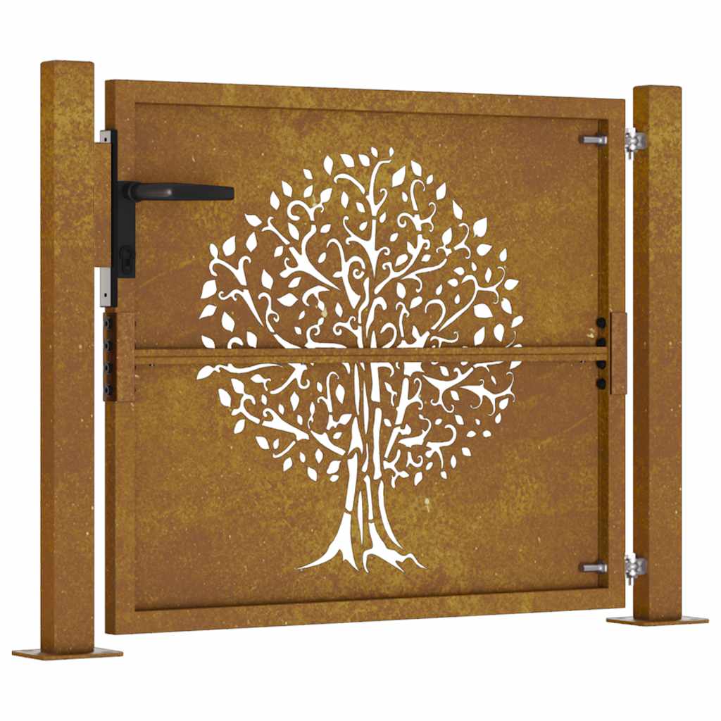vidaXL Gartentor 100x75 cm Cortenstahl Baumdesign