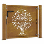 vidaXL Gartentor 100x75 cm Cortenstahl Baumdesign