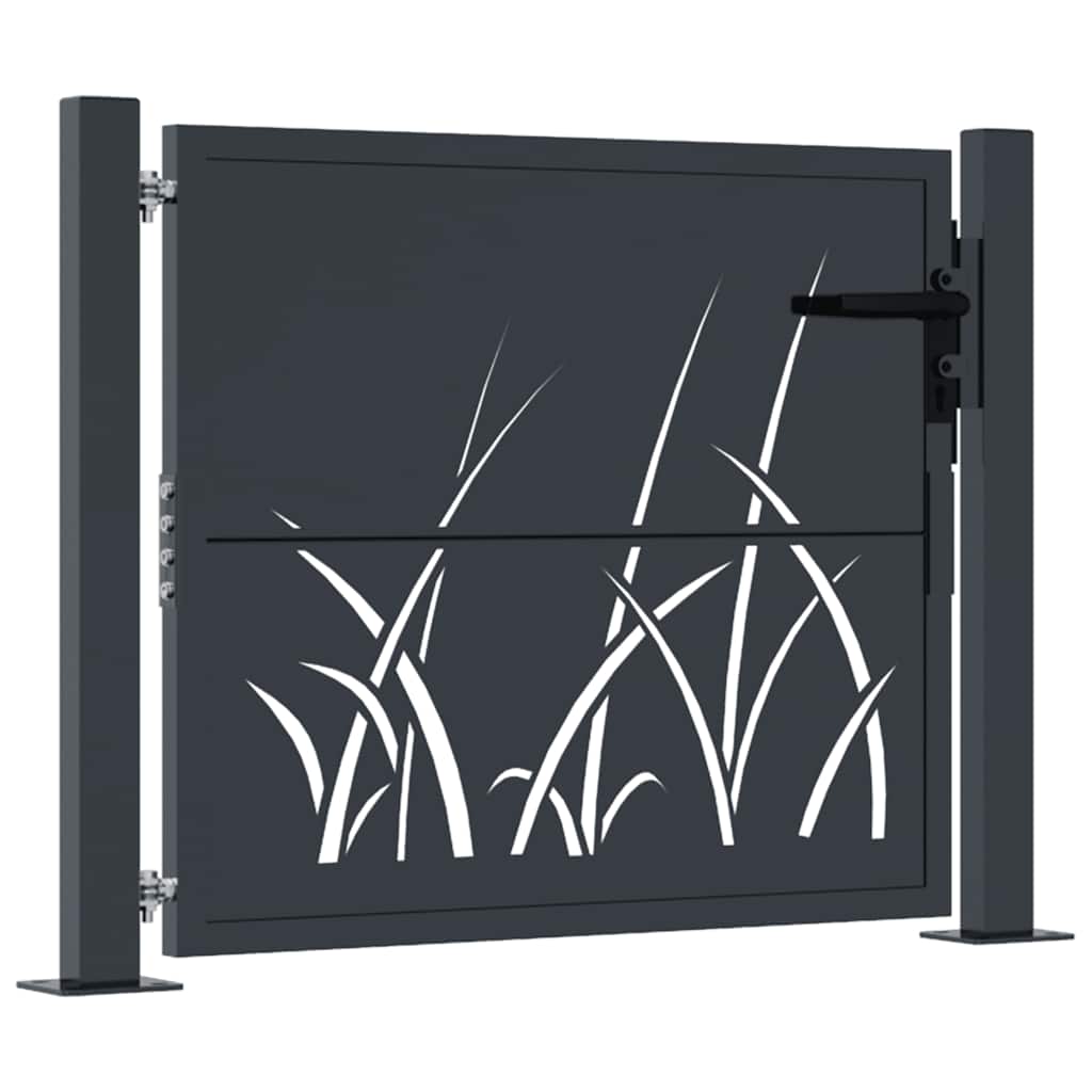 vidaXL Gartentor Anthrazit 100x75 cm Stahl Gras-Design