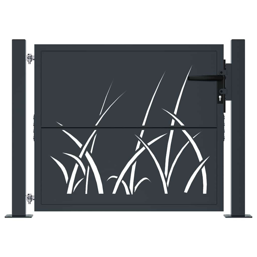 vidaXL Gartentor Anthrazit 100x75 cm Stahl Gras-Design