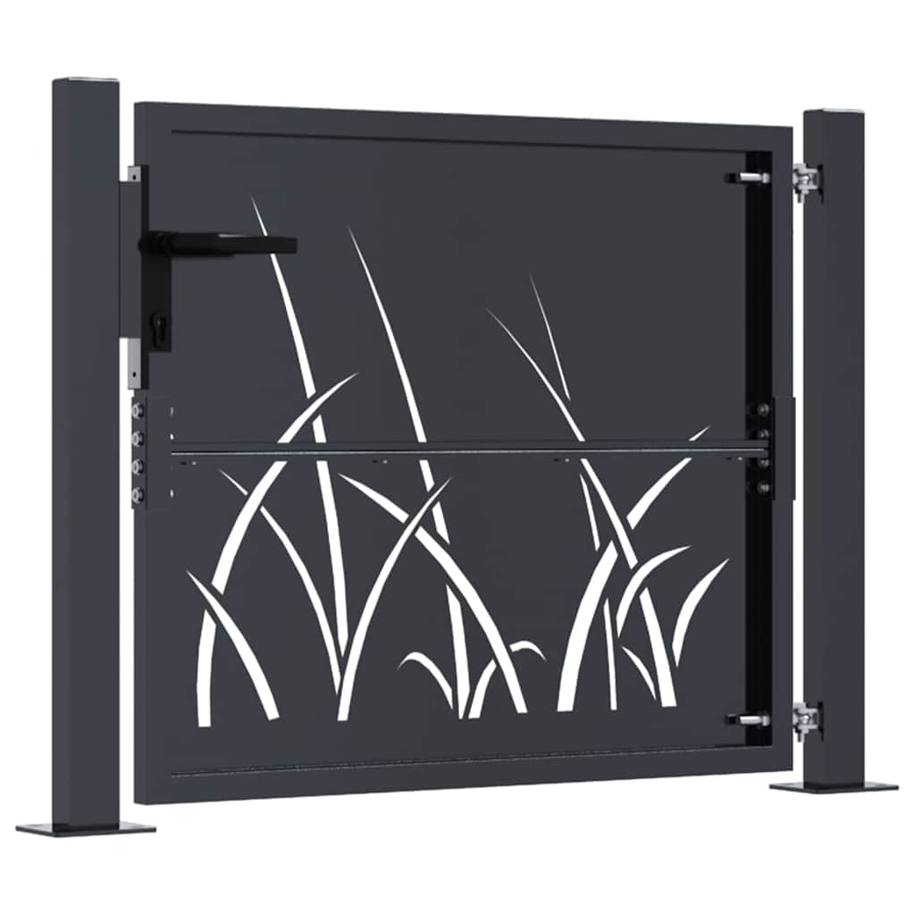 vidaXL Gartentor Anthrazit 100x75 cm Stahl Gras-Design