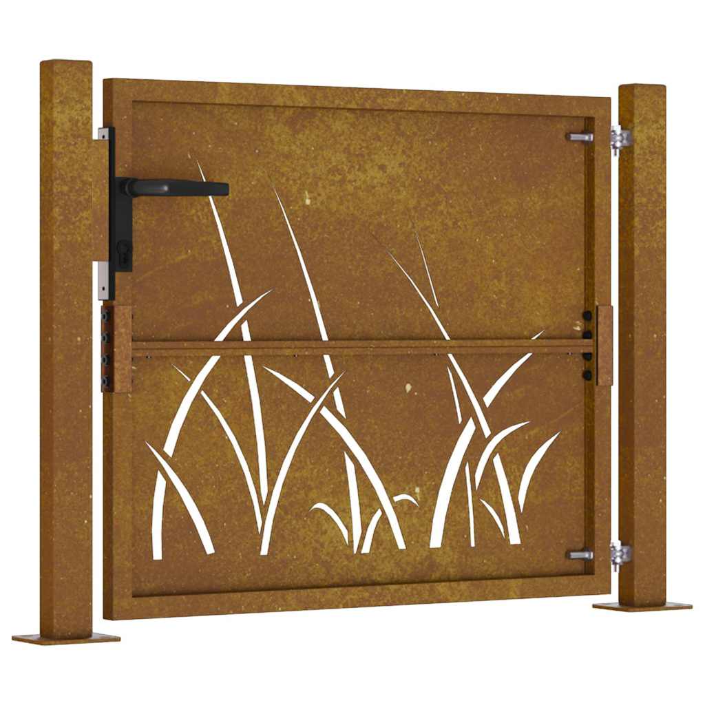 vidaXL Gartentor 100x75 cm Cortenstahl Gras-Design