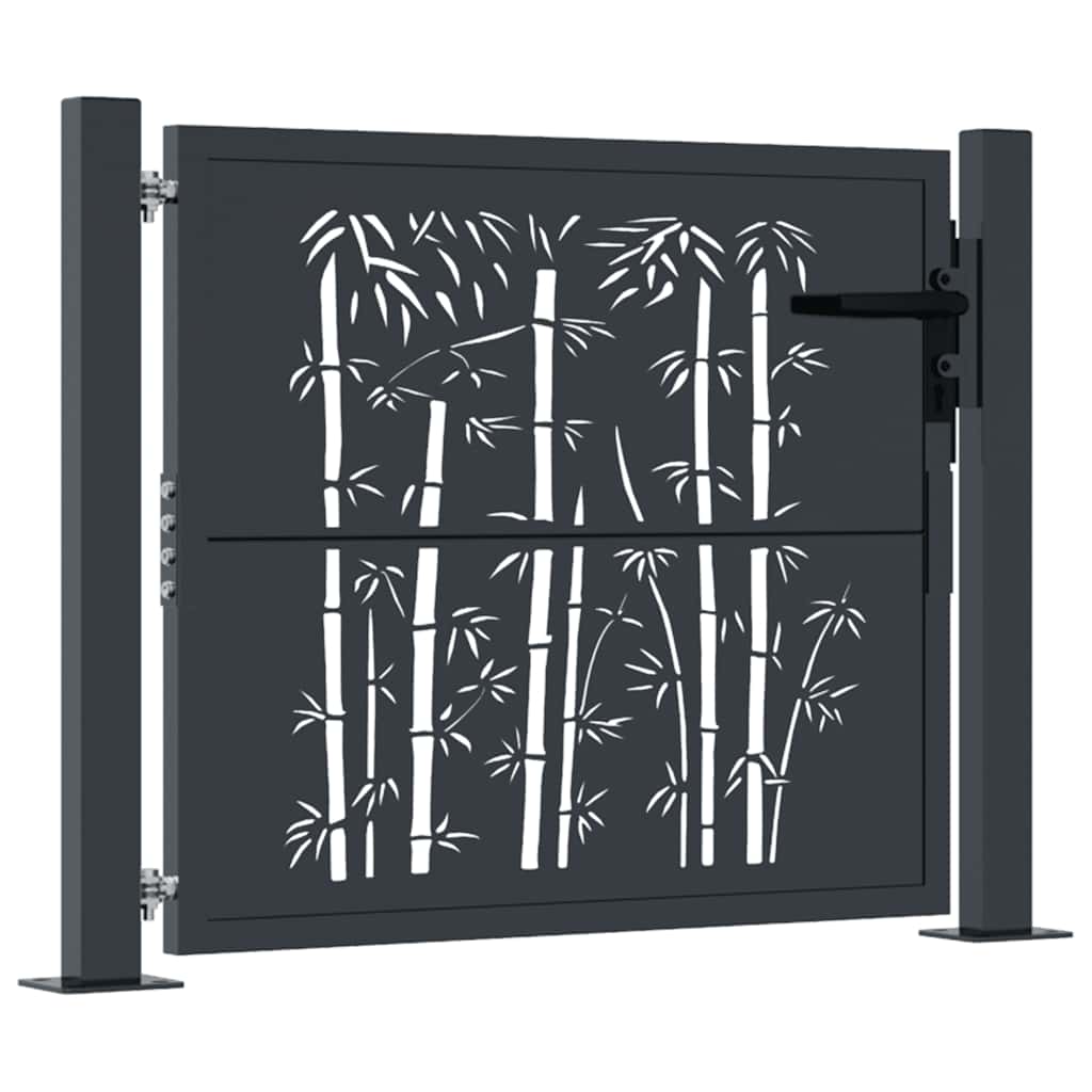 vidaXL Gartentor Anthrazit 100x75 cm Stahl Bambus-Design