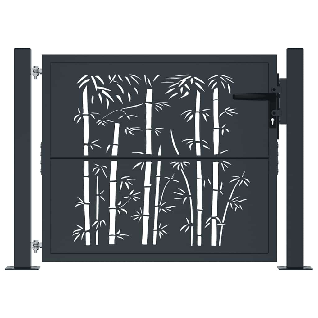 vidaXL Gartentor Anthrazit 100x75 cm Stahl Bambus-Design