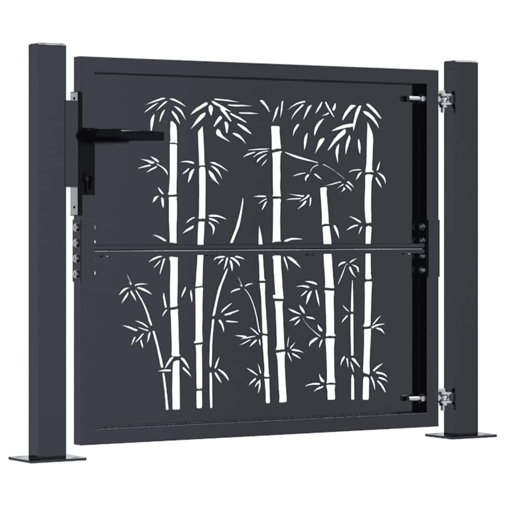 vidaXL Gartentor Anthrazit 100x75 cm Stahl Bambus-Design