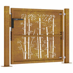 vidaXL Gartentor 100x75 cm Cortenstahl Bambus-Design