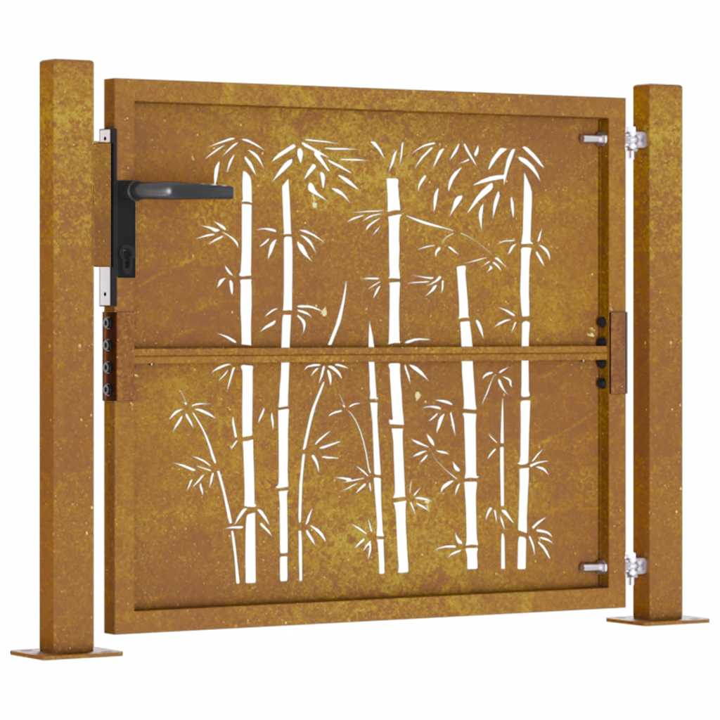 vidaXL Gartentor 100x75 cm Cortenstahl Bambus-Design