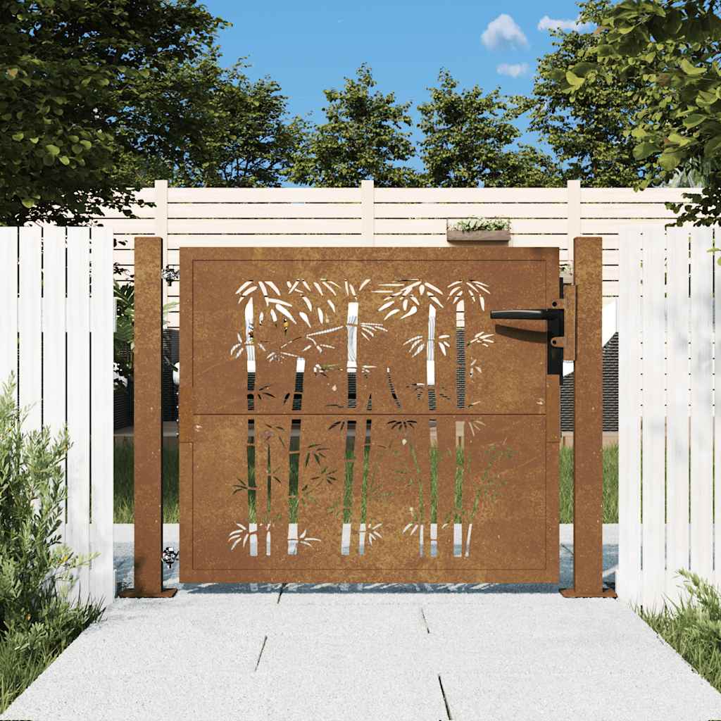 vidaXL Gartentor 100x75 cm Cortenstahl Bambus-Design