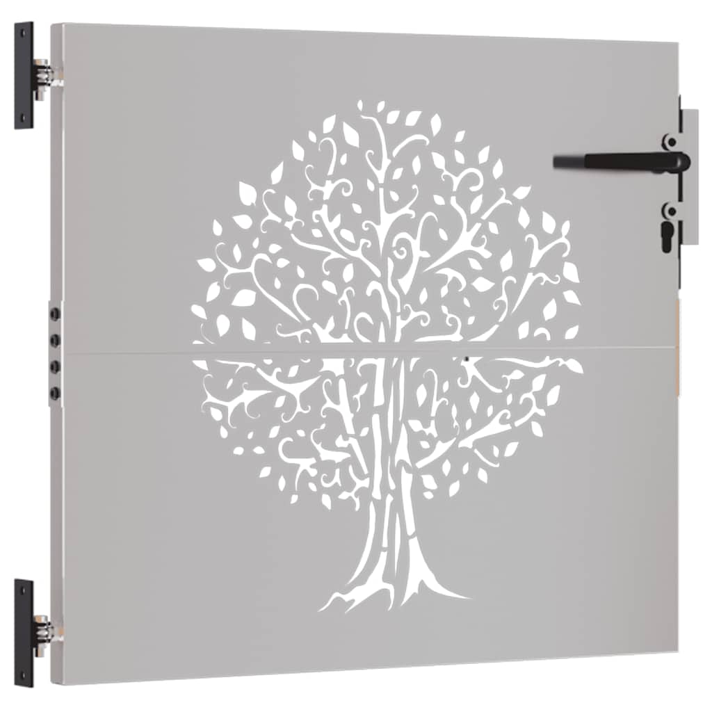 vidaXL Gartentor 85x75 cm Cortenstahl Baum-Design