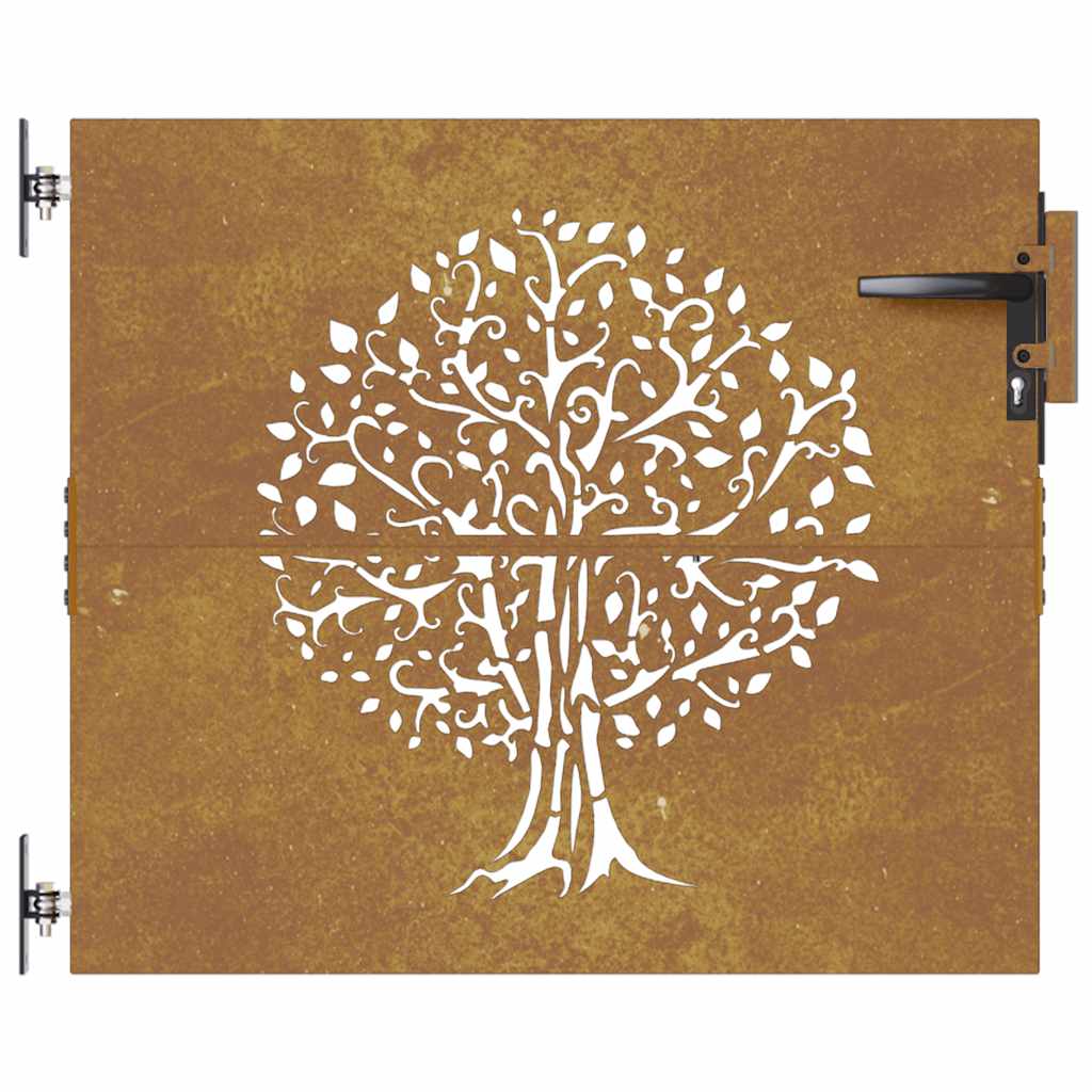 vidaXL Gartentor 85x75 cm Cortenstahl Baum-Design