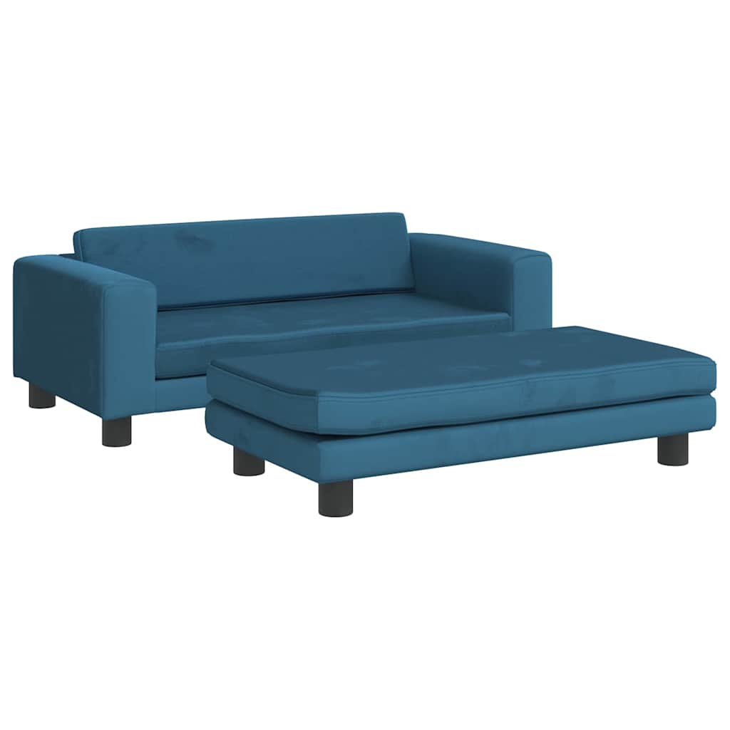 vidaXL Hundebett mit Verlängerung Blau 100x50x30 cm Samt