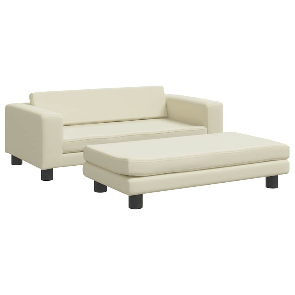 vidaXL Hundebett mit Verlängerung Creme 100x50x30 cm Kunstleder
