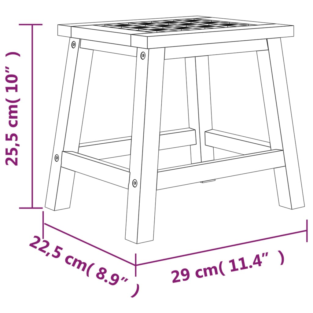 vidaXL Tritthocker 29x22,5x25,5 cm Massivholz Nussbaum