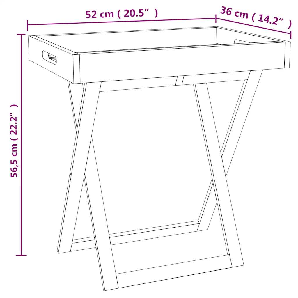 vidaXL Tabletttisch Klappbar 52x36x56,5 cm Massivholz Nussbaum