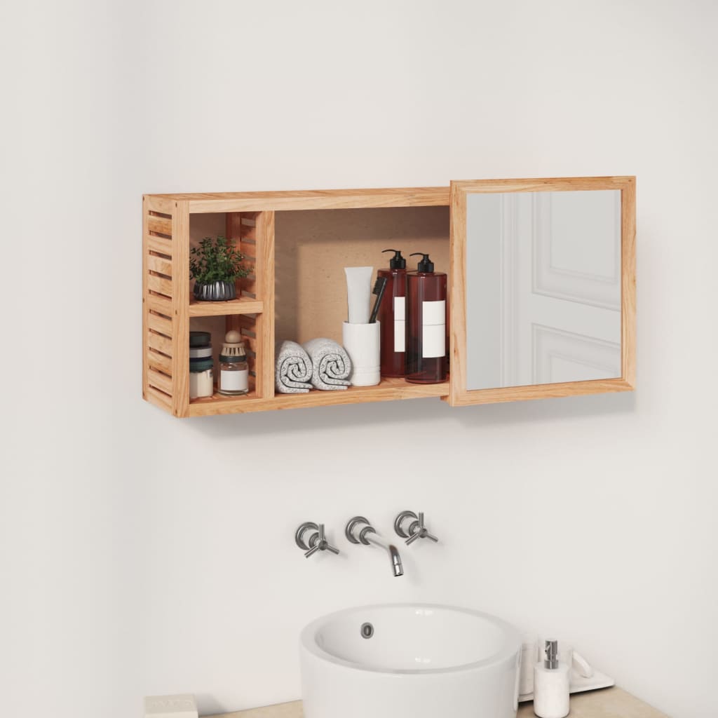 vidaXL Spiegelschrank 80x17x34 cm Massivholz Nussbaum