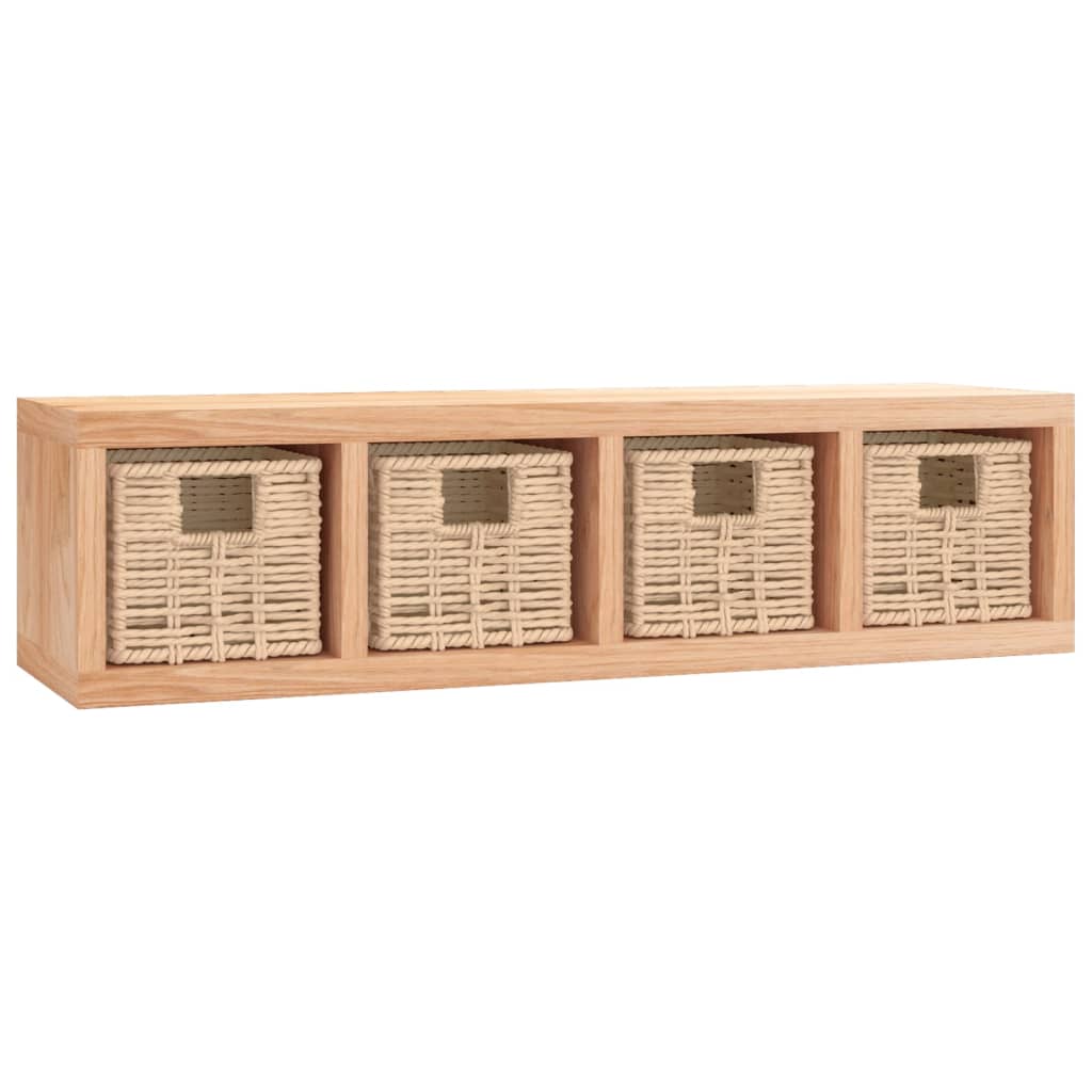 vidaXL Wandregal mit Körben 62x18x16 cm Massivholz Nussbaum