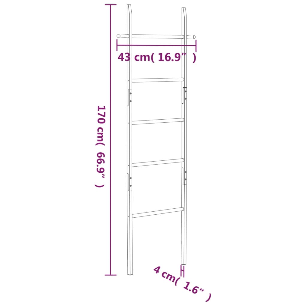 vidaXL Handtuchleiter 170 cm Massivholz Nussbaum