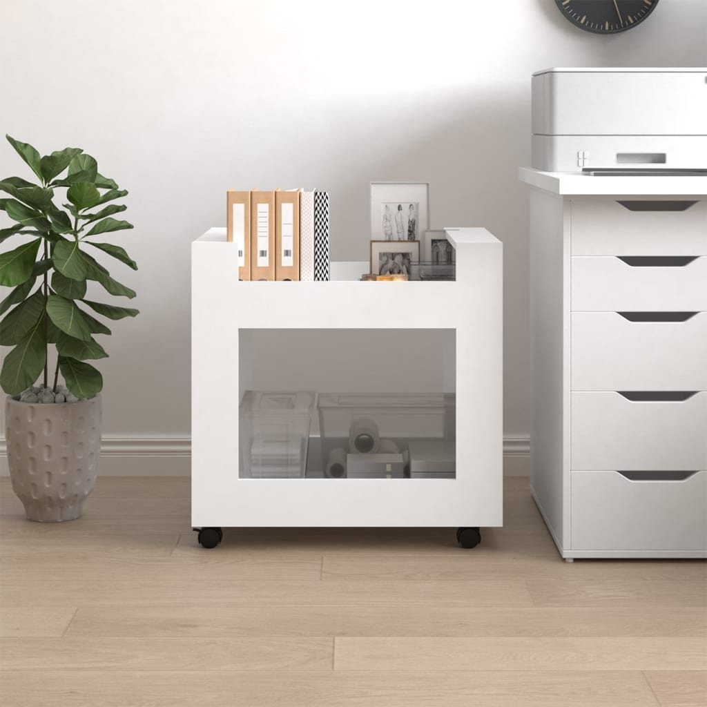 vidaXL Bürowagen Weiß 60x45x60 cm Holzwerkstoff