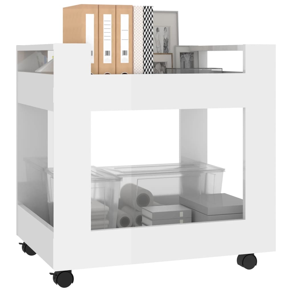 vidaXL Bürowagen Hochglanz-Weiß 60x45x60 cm Holzwerkstoff