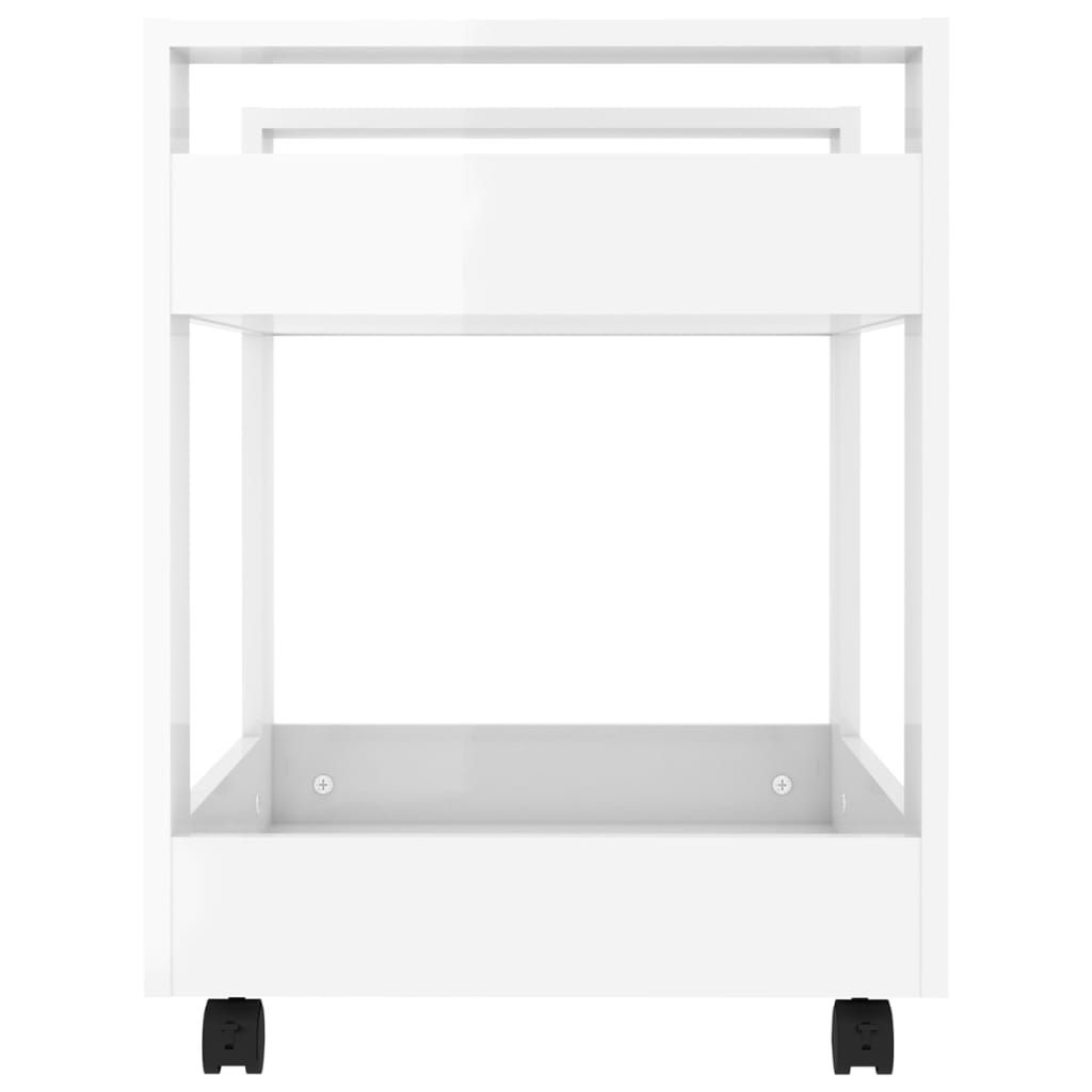 vidaXL Bürowagen Hochglanz-Weiß 60x45x60 cm Holzwerkstoff